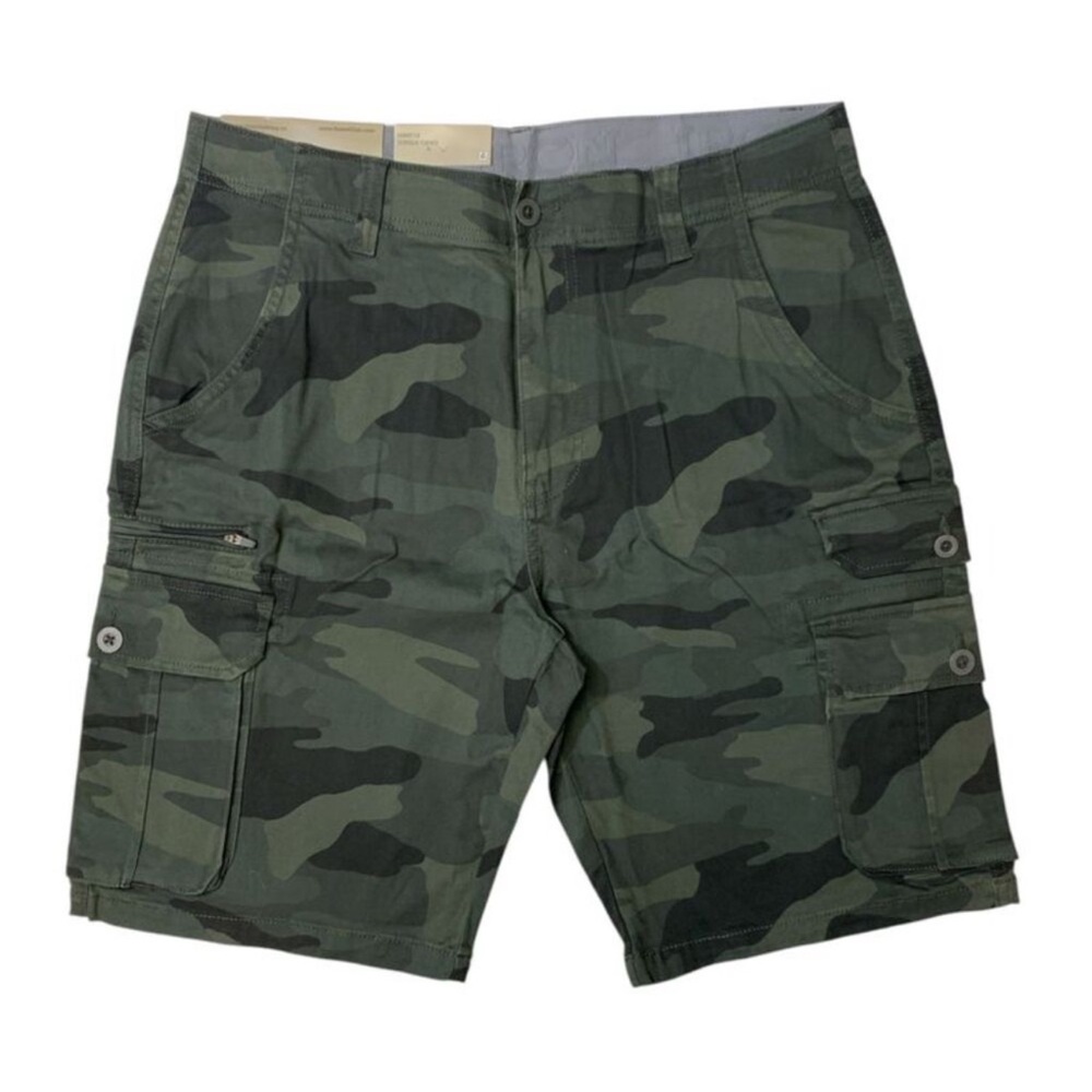 IRON Clothing Co Men's Stretch l Multi Pocket Cargo Short - Jungle Camo size 36